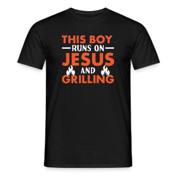 Griller Ce garçon court sur Jésus et griller - T-shirt homme - noir - Devant - AI Model Male 178 light (178cm)