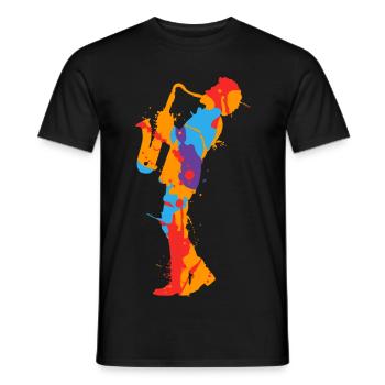 Saxophonist bunt Saxofon Kinder Herren Saxophon - Männer T-Shirt - Schwarz - Vorne - AI Model Male 178 light (178cm)