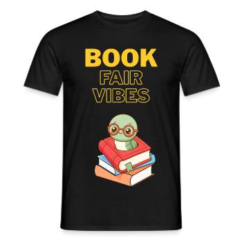 Buchmesse-Vibes Bücherwurm - Männer T-Shirt - Schwarz - Vorne - AI Model Male 178 light (178cm)