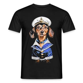Seemann-Dackel - Männer T-Shirt - Schwarz - Vorne - AI Model Male 178 light (178cm)