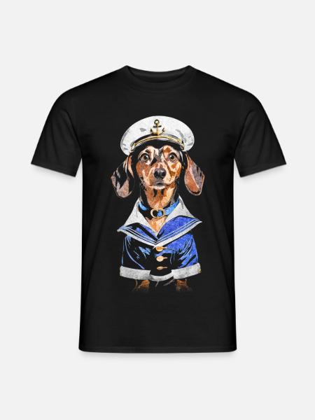 Seemann-Dackel - Männer T-Shirt - Schwarz