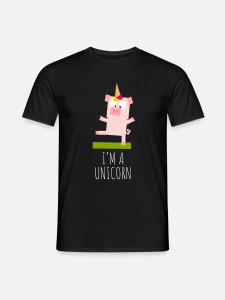 I'm a unicorn -lustiges Schwein - Männer T-Shirt - Schwarz