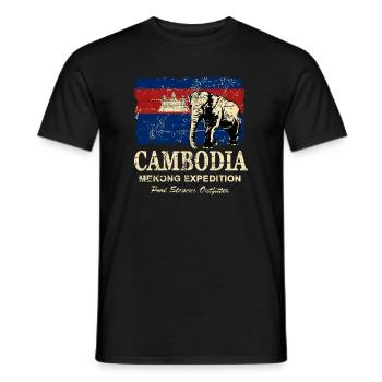 Cambodia - Elephant - Vintage Look - Männer T-Shirt - Schwarz - Vorne - AI Model Male 178 light (178cm)