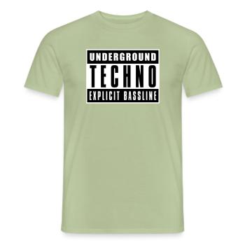 Underground Techno - Men's T-Shirt - sage - Front - AI Model Male 178 light (178cm)
