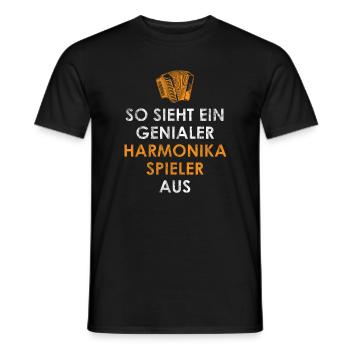 So sieht ein genialer Harmonika Spieler aus - Männer T-Shirt - Schwarz - Vorne - AI Model Male 178 light (178cm)