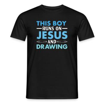 Tiroir Ce Garçon Fonctionne Sur Jésus Et Dessin - T-shirt homme - noir - Devant - AI Model Male 178 light (178cm)