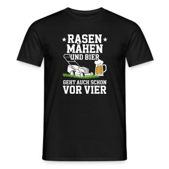 Tondre la pelouse et la bière est déjà possible avant quatre - T-shirt homme - noir - Devant - AI Model Male 178 light (178cm)
