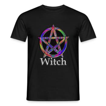 Pentagramme avec inscription Witch - T-shirt homme - noir - Devant - AI Model Male 178 light (178cm)