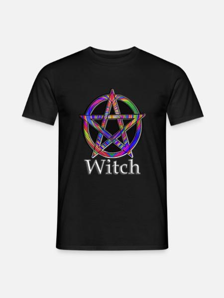 Pentagram with Witch Lettering - Men's T-Shirt - black
