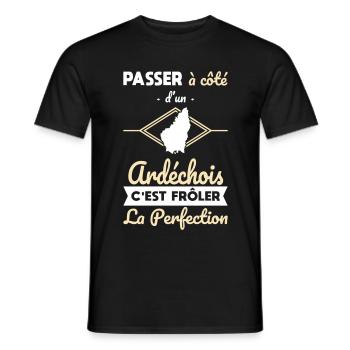 Ardéchois - Frôler la perfection - Ardèche - T-shirt homme - noir - Devant - AI Model Male 178 light (178cm)