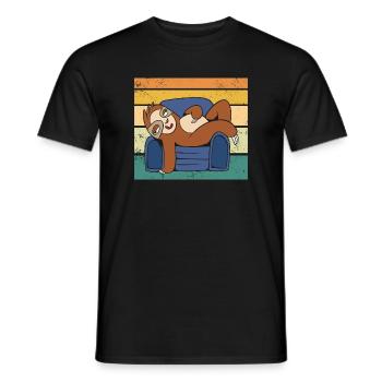 Retro Sunset Süßes Faultier - Männer T-Shirt - Schwarz - Vorne - AI Model Male 178 light (178cm)