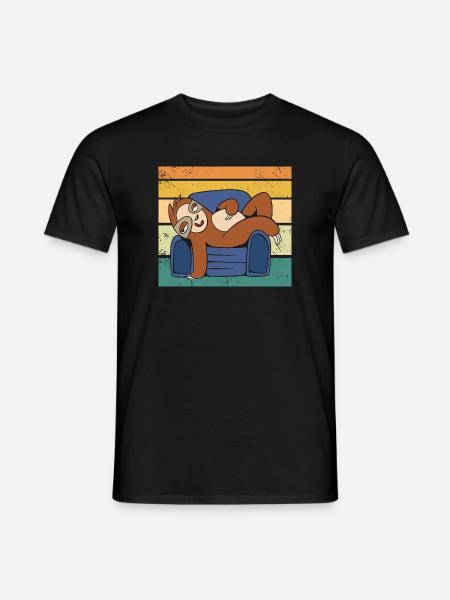 Retro Sunset Süßes Faultier - Männer T-Shirt - Schwarz