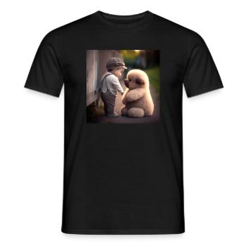 Süße Freundschaft zwischen Mensch und Tier - Hund - Männer T-Shirt - Schwarz - Vorne - AI Model Male 178 light (178cm)