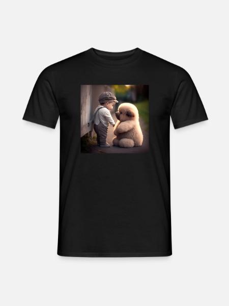 Douce amitié entre l’homme et l’animal - chien - T-shirt homme - noir