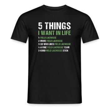 Sport 5 choses que je veux dans la vie La crosse au champ - T-shirt homme - noir - Devant - AI Model Male 178 light (178cm)