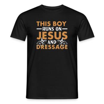 Cavalier Ce garçon court sur Jésus et le dressage - T-shirt homme - noir - Devant - AI Model Male 178 light (178cm)