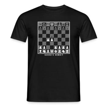 queens gambit chess opening board chess player - Men's T-Shirt - black - Front - AI Model Male 178 light (178cm)