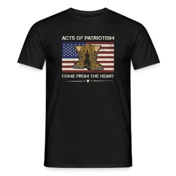Acts Of Patriotism Come From Heart Army Veteran - Men's T-Shirt - black - Front - AI Model Male 178 light (178cm)