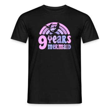 9 Anniversaire Fille 9 ans Sirène - T-shirt homme - noir - Devant - AI Model Male 178 light (178cm)