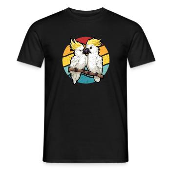 Cacatoès dans le style rétro coucher du soleil - T-shirt homme - noir - Devant - AI Model Male 178 light (178cm)