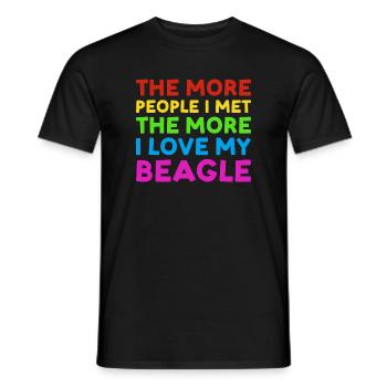 Plus de gens que j’ai rencontrés plus j’aime Beagle - T-shirt homme - noir - Devant - AI Model Male 178 light (178cm)