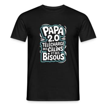 Papa 2.0 télécharge des câlins et des bisous - T-shirt homme - noir - Devant - AI Model Male 178 light (178cm)