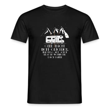 Camping Tour Wohnwagen Geld macht nicht glücklich - Männer T-Shirt - Schwarz - Vorne - AI Model Male 178 light (178cm)