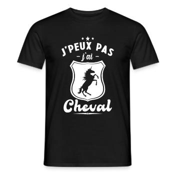 Je peux pas j'ai Cheval, Cheval cadeau - T-shirt homme - noir - Devant - AI Model Male 178 light (178cm)
