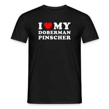 J’aime mon Doberman Pinscher - T-shirt homme - noir - Devant - AI Model Male 178 light (178cm)