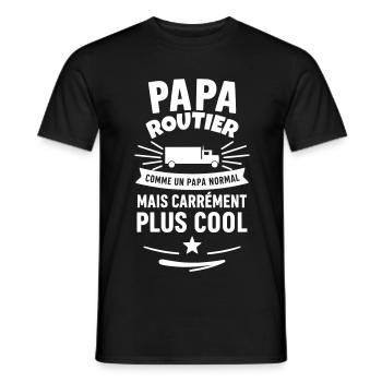 Papa routier – plus cool qu’un papa normal - T-shirt homme - noir - Devant - AI Model Male 178 light (178cm)