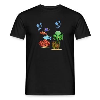 Sea creatures Corals Underwater world Octopus - Men's T-Shirt - black - Front - AI Model Male 178 light (178cm)