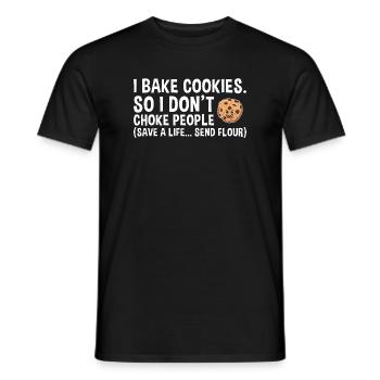 Baking Save A Life... Send Flour Cookie - Men's T-Shirt - black - Front - AI Model Male 178 light (178cm)