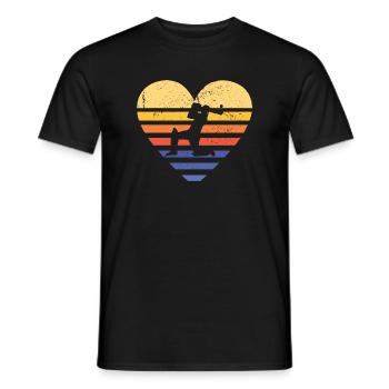 Sport Retro Sunset Heart Cricket - Men's T-Shirt - black - Front - AI Model Male 178 light (178cm)