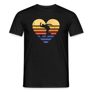 Sport Retro Sunset Heart Bowling - T-shirt homme - noir - Devant - AI Model Male 178 light (178cm)