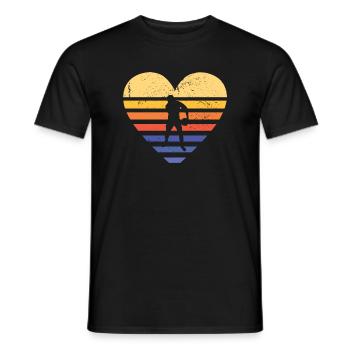 Sport Retro Sunset Heart Rugby - Men's T-Shirt - black - Front - AI Model Male 178 light (178cm)