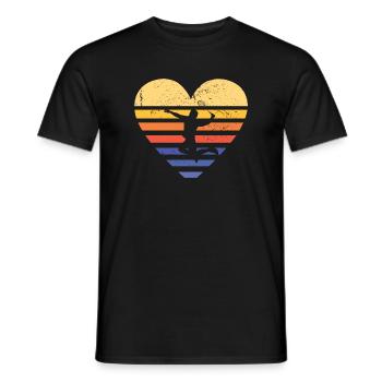 Sport Retro Sunset Coeur Badminton - T-shirt homme - noir - Devant - AI Model Male 178 light (178cm)