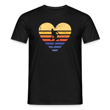 Sports Retro Sunset Heart Basketball - Men's T-Shirt - black - Front - AI Model Male 178 light (178cm)