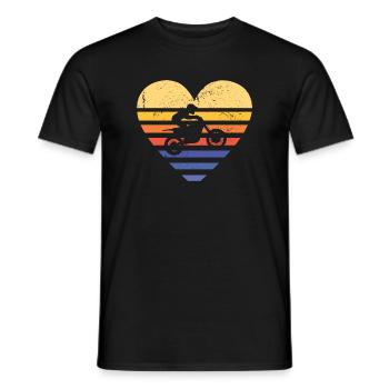 Sport Retro Sunset Heart Motocross - Men's T-Shirt - black - Front - AI Model Male 178 light (178cm)