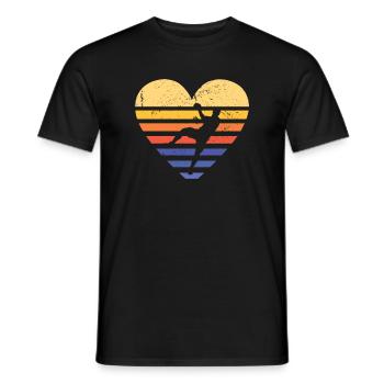 Sport Retro Sunset Heart Handball - Men's T-Shirt - black - Front - AI Model Male 178 light (178cm)