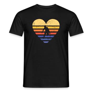 Sport Retro Sunset Heart Floorball - Men's T-Shirt - black - Front - AI Model Male 178 light (178cm)