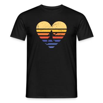 Sport Retro Sunset Heart Dodgeball - T-shirt homme - noir - Devant - AI Model Male 178 light (178cm)