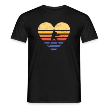 Sport Retro Sunset Heart Ultimate Frisbee - Männer T-Shirt - Schwarz - Vorne - AI Model Male 178 light (178cm)