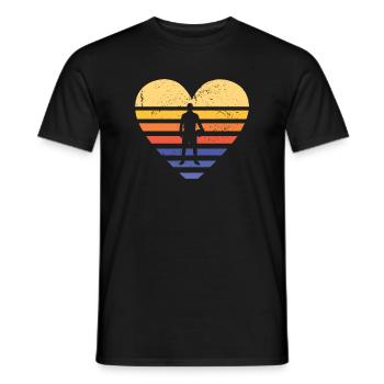 Sport Retro Sunset Heart Jorkyball - Men's T-Shirt - black - Front - AI Model Male 178 light (178cm)