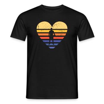 Sport Retro Sunset Heart Football - Männer T-Shirt - Schwarz - Vorne - AI Model Male 178 light (178cm)