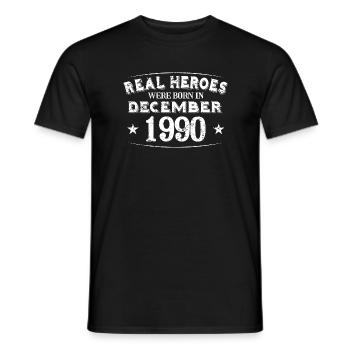 Real Heroes sont nés en décembre 1990 Anniversaire - T-shirt homme - noir - Devant - AI Model Male 178 light (178cm)