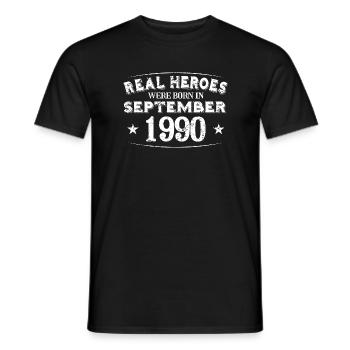 Real Heroes sont nés en septembre 1990 Anniversaire - T-shirt homme - noir - Devant - AI Model Male 178 light (178cm)