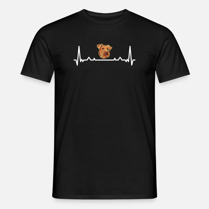 Heartbeat Airedale Terrier - Männer T-Shirt - Schwarz