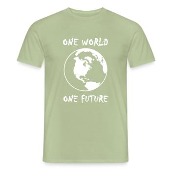 un monde, un avenir - T-shirt homme - vert sauge - Devant - AI Model Male 178 light (178cm)