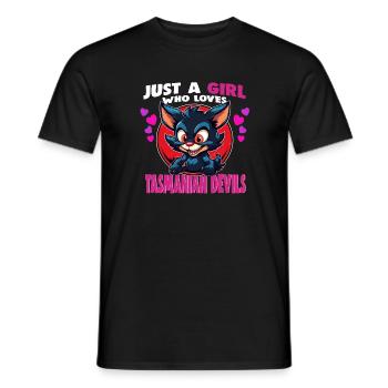 Just a Girl who Loves tasmanian Devils - Men's T-Shirt - black - Front - AI Model Male 178 light (178cm)