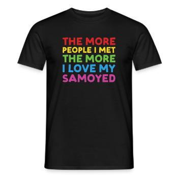 Les gens que j’ai rencontrés que j’adore Samoyède - T-shirt homme - noir - Devant - AI Model Male 178 light (178cm)